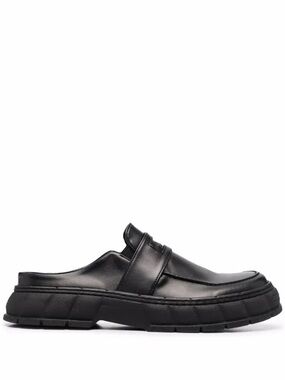 Virón Backless Chunky-Sole Loafer Black Apple Leather Vegan Sustainable EU 42